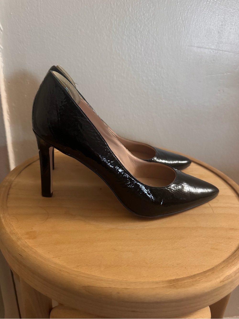 27 EDIT Black Patent Pointed-Toe Pumps
